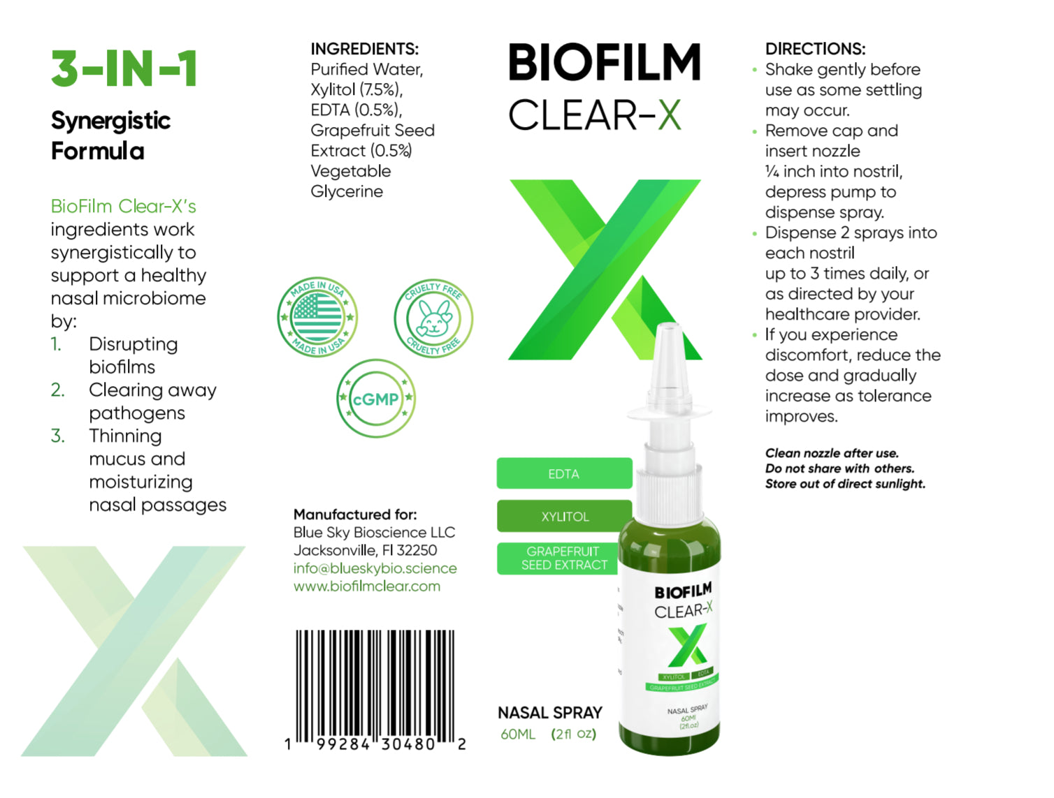 BioFilm Clear-X Silver-Free EDTA Nasal Spray w/ Xylitol and