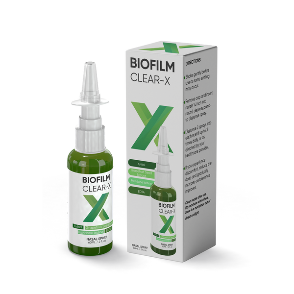 BioFilm Clear-X Silver-Free EDTA Nasal Spray w/ Xylitol and Grapefruit Seed Extract, 2fl.oz 60ml, 500 Sprays per Bottle